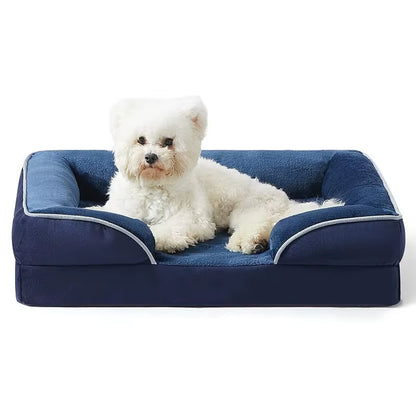 Luxury Orthopedic Square Fiber Dog Bed for Medium Dogs Waterproof Sofa Bed with Removable Cover Eco-Friendly Carton Packed