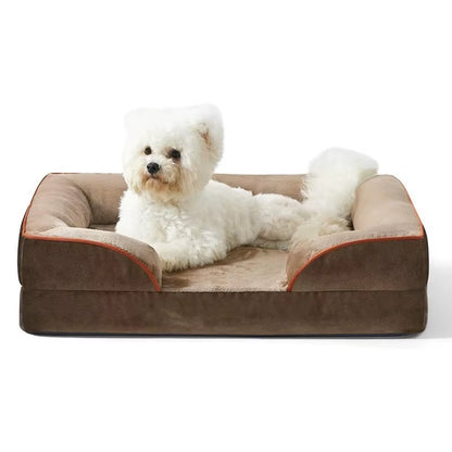 Luxury Orthopedic Square Fiber Dog Bed for Medium Dogs Waterproof Sofa Bed with Removable Cover Eco-Friendly Carton Packed