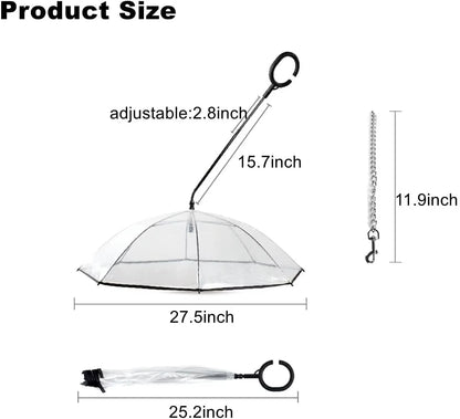 Adjustable Classic Clear Folding Pet Umbrella with C Hook Summer Hot Sale Manual Control for Dry Rain for Travel Wedding