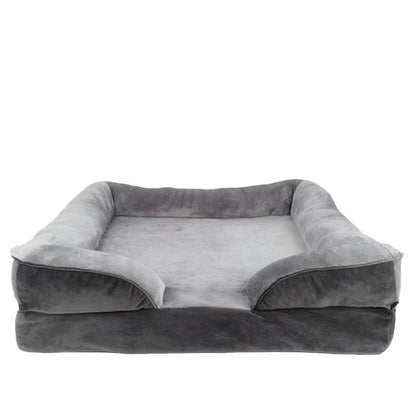 Luxury Orthopedic Square Fiber Dog Bed for Medium Dogs Waterproof Sofa Bed with Removable Cover Eco-Friendly Carton Packed