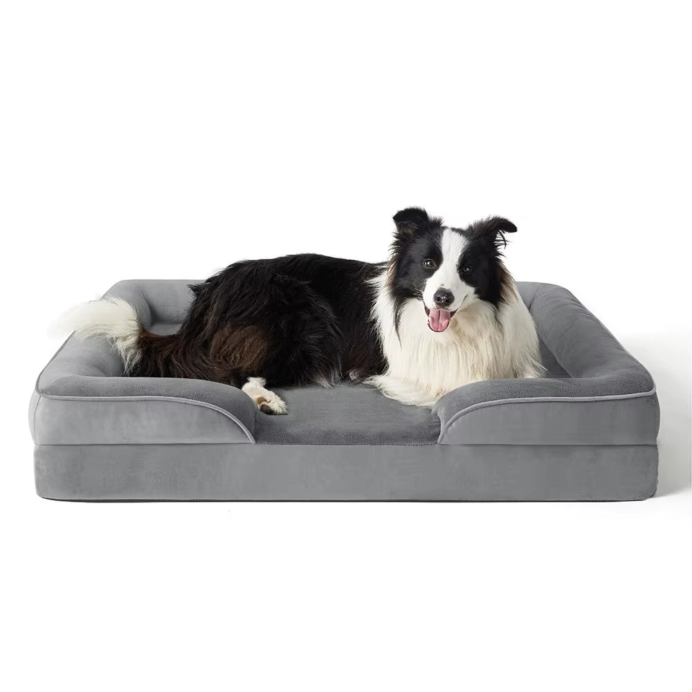 Luxury Orthopedic Square Fiber Dog Bed for Medium Dogs Waterproof Sofa Bed with Removable Cover Eco-Friendly Carton Packed