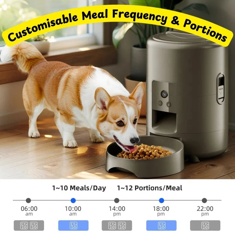 Automatic 2L Cat Feeder Timed Dog Food Dispenser Black Wifi Pet Feeders Dry Food Battery Operated Auto Cats Feeder with Camera