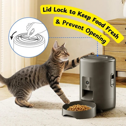 Automatic 2L Cat Feeder Timed Dog Food Dispenser Black Wifi Pet Feeders Dry Food Battery Operated Auto Cats Feeder with Camera