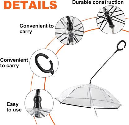 Adjustable Classic Clear Folding Pet Umbrella with C Hook Summer Hot Sale Manual Control for Dry Rain for Travel Wedding
